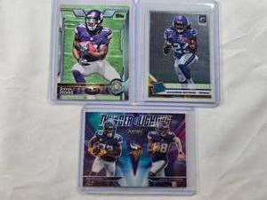 lot 245 image: Lot of 3 Minnesota Vikings Football Cards Featuring Stefon Diggs, Alexander Mattison, and Dalvin Cook & Justin Jefferson Thunder and Lightning
