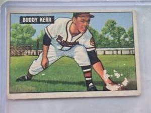 lot 246 image: Buddy Kerr 1951 Bowman #171 - Boston Braves Vintage Baseball Card