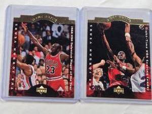 lot 251 image: Lot of 2 Michael Jordan Cards Upper Deck The Jordan Years A Cut Above Series featuring 1988 NBA Defensive Player of the Year and Eight-Time NBA Scoring Leader.