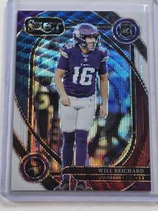 lot 255 image: Will Reichard Rookie 2024 Panini Select Wave Refractor Prizm #300 and Numbered 132149 - Minnesota Vikings Football Card