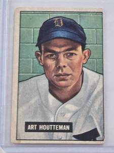 lot 271 image: Art Houtteman 1951 Bowman #45 - Detroit Tigers Vintage Baseball Card