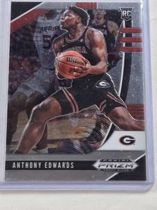 lot 276 image: Anthony Edwards Rookie 2020 Panini Prizm Draft Picks #1 - Georgia Bulldogs Basketball Card