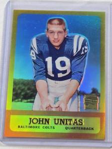 lot 295 image: John Unitas 2002 Topps Reprint Gold Refractor #1 - Baltimore Colts Football Card Vintage