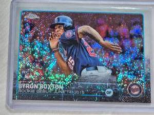 lot 298 image: Byron Buxton Rookie 2015 Topps Chrome Pulsar Refractor #US136 - Minnesota Twins Baseball Card