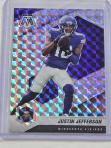 lot 306 image: Justin Jefferson 2021 Panini Mosaic Silver Prizm  #132 - Minnesota Vikings Football Card