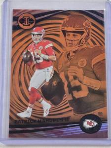 lot 309 image: Patrick Mahomes 2023 Panini Illusions Bronze Insert #52 - Kansas City Chiefs Football Card