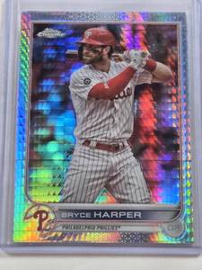 lot 313 image: Bryce Harper 2022 Topps Chrome Refractor #220 - Philadelphia Phillies Baseball Card