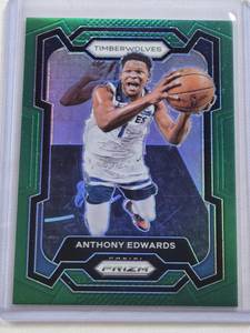 lot 321 image: Anthony Edwards 2023-24 Panini Prizm Green Prizm #108 - Minnesota Timberwolves Basketball Card