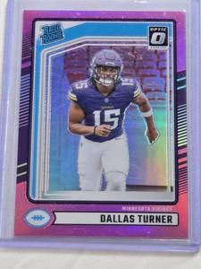 lot 324 image: Dallas Turner Rookie 2024 Panini Prizm Pink #331 - Minnesota Vikings Football Card