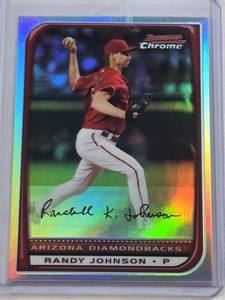 lot 337 image: Randy Johnson 2008 Bowman Chrome Refractor #175 - Arizona Diamondbacks Baseball Card