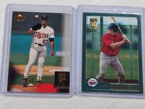 lot 338 image: Lot of 2 Johan Santana and Justin Morneau Rookie Cards - Minnesota Twins Baseball Cards