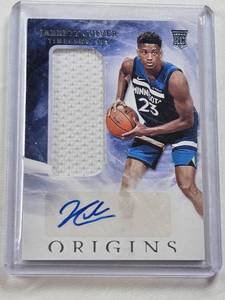 lot 343 image: Jarrett Culver Rookie Patch Auto 2019-20 Panini Origins #145 - Minnesota Timberwolves Basketball Card