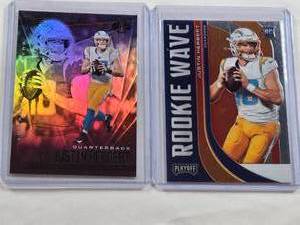 lot 345 image: Lot of 2 Justin Herbert Rookie Cards Illusions and Rookie Wave - Los Angeles Chargers Football Cards