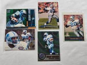 lot 346 image: Lot of 5 Barry Sanders Football Cards Featuring Upper Deck, Fleer Flair and Pacific Brands