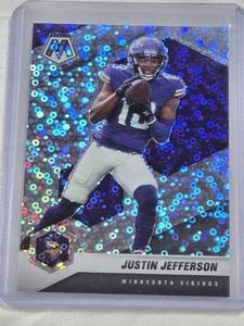 lot 349 image: Justin Jefferson 2021 Panini Mosaic Prizm Disco SP #132 - Minnesota Vikings Football Card