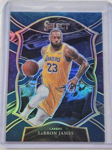 lot 356 image: LeBron James 2020-21 Panini Select Blue Prizm #23 - Los Angeles Lakers Basketball Card