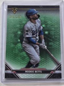 lot 370 image: Mookie Betts 2021 Topps Triple Threads Green Emerald #23 and Numbered 258259 - Los Angeles Dodgers Baseball Card