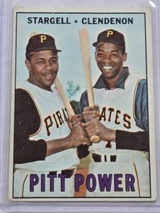 lot 380 image: Willie Stargell & Donn Clendenon Pitt Power 1967 Topps #266 - Pittsburgh Pirates Vintage Baseball Card