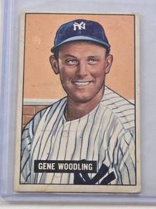 lot 408 image: Gene Woodling 1951 Bowman #219 - New York Yankees Vintage Baseball Card