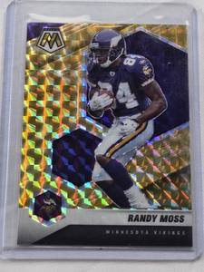 lot 412 image: Randy Moss 2021 Panini Mosaic Prizm Color Match #130 - Minnesota Vikings Football Card