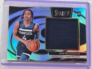 lot 414 image: Rob Dillingham Rookie 2024-25 Panini Select Jumbo Patch Prizm #JRS-DIL - Minnesota Timberwolves Basketball Card