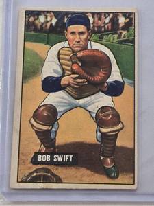 lot 422 image: Bob Swift 1951 Bowman #214 - Detroit Tigers Vintage Baseball Card