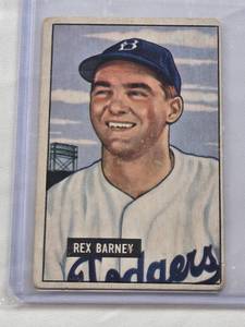 lot 423 image: Rex Barney 1951 Bowman #153 - Brooklyn Dodgers Vintage Baseball Card