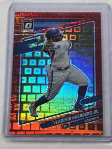 lot 429 image: Vladimir Guerrero Jr. 2021 Donruss Ruby Optic SP Prizm #182 and Numbered 8689 - Toronto Blue Jays Baseball Card