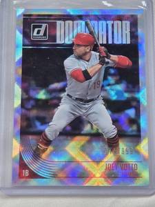 lot 443 image: Joey Votto 2018 Panini Donruss Dominator #D3 and Numbered 174199 - Cincinnati Reds Baseball Card