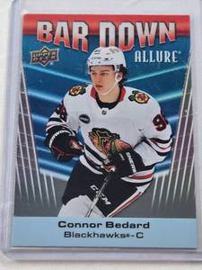 lot 453 image: Connor Bedard Rookie 2023-24 Upper Deck Bar Down Allure Insert #BD-10 - Chicago Blackhawks Hockey Card