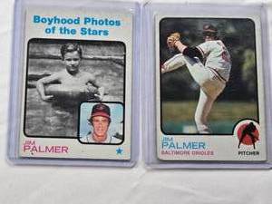 lot 456 image: Lot of 2 Jim Palmer Baseball Cards  Boyhood Photos of the Stars #341 and 1973 Topps #160