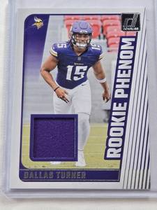 lot 458 image: Dallas Turner Rookie 2024 Panini Donruss Rookie Phenom #RPJ-DTU - Minnesota Vikings Football Card