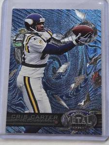 lot 459 image: Cris Carter 1997 Skybox Metal Universe Blue #143 - Minnesota Vikings Football Card