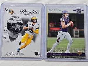 lot 466 image: Lot of 2 J.J. McCarthy Rookie Cards - Prestige 2024 Rookie and Donruss