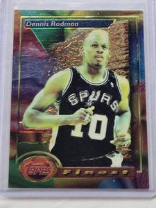 lot 470 image: Dennis Rodman 1994 Topps Finest #173 - San Antonio Spurs Basketball Card