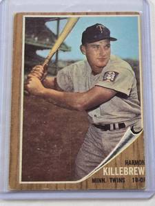 lot 476 image: Harmon Killebrew 1962 Topps #70 - Minnesota Twins Vintage Baseball Card