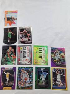 lot 487 image: Lot of 11 NBA Starl Cards Including Giannis Antetokounmpo, LeBron James, Jayson Tatum, Siakam and More