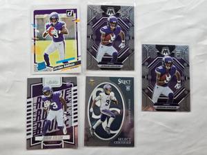 lot 496 image: Lot of 5 Jordan Addison Rookie Cards - Minnesota Vikings Football Cards