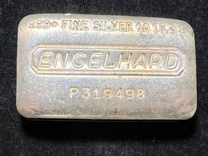 10 TROY OZ .999 FINE SILVER ENGELHARD BAR