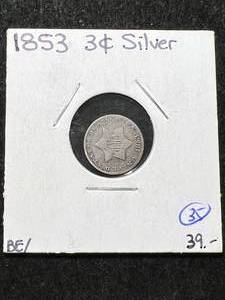 lot 07 image: 1853 US 3 CENT SILVER