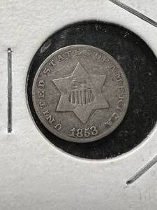 lot 07 image: 1853 US 3 CENT SILVER