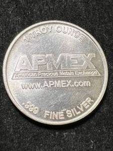 lot 14 image: 1 TROY OZ .999 FINE SILVER APMEX ROUND