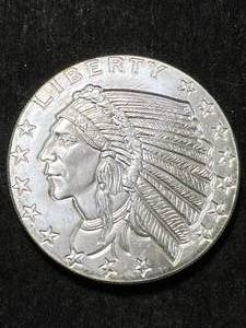 lot 25 image: 1 TROY OZ .999 FINE SILVER INDIAN ROUND