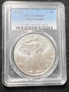 lot 51 image: 2025 AMERICAN SILVER EAGLE PCGS MS69