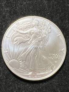 lot 52 image: 2024 AMERICAN SILVER EAGLE 1 TROY OZ .999 FINE SILVER