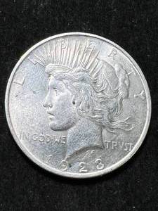 lot 53 image: 1923-D US PEACE SILVER DOLLAR