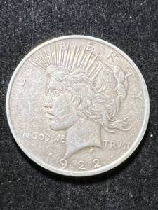 lot 58 image: 1922 US PEACE SILVER DOLLAR