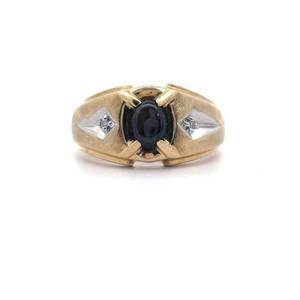 lot 12 image: Natural Diamond Three-Stone Textured Beveled Ring in Two-Tone Gold