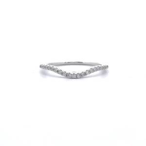 lot 28 image: NEW Natural Diamond Curved Ring in 14k White Gold