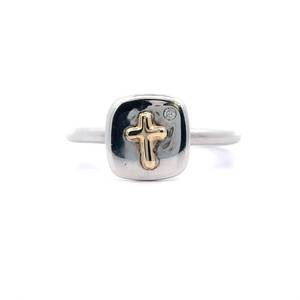 lot 83 image: NEW Golden Cross Tablet Two-Tone Stacking Ring